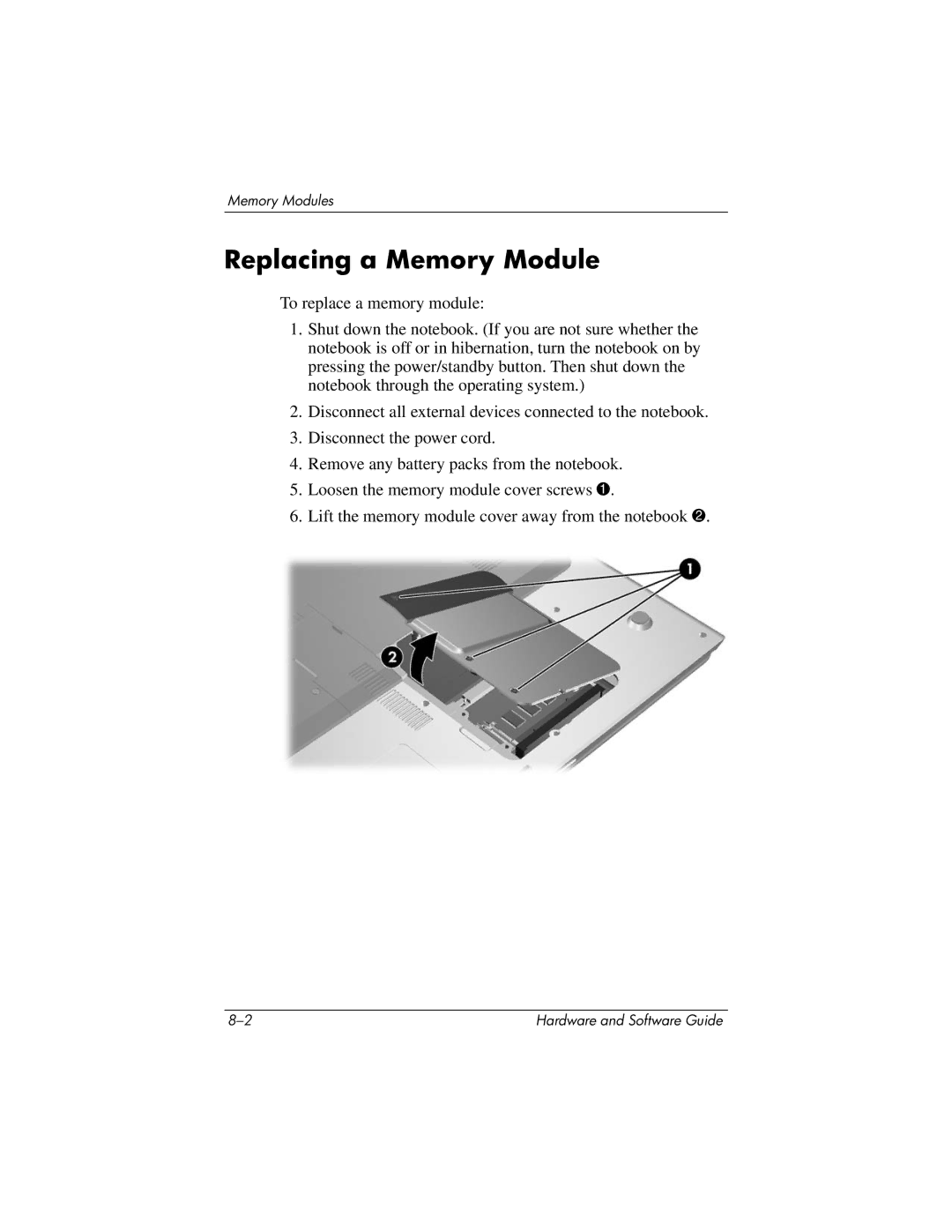 HP 375424-001 manual Replacing a Memory Module 