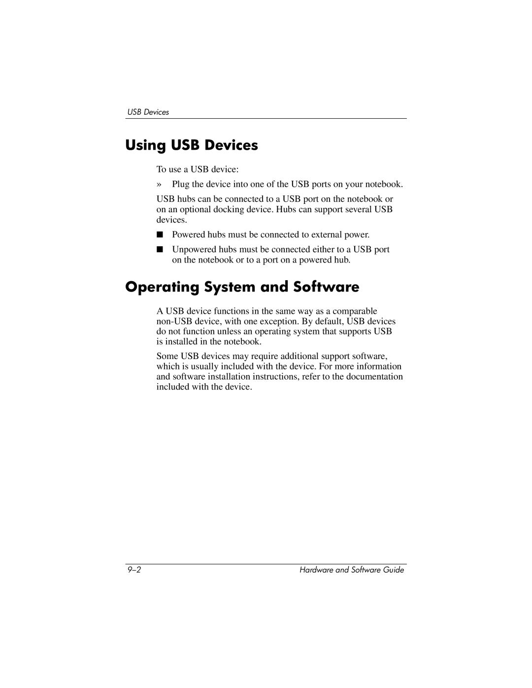 HP 375424-001 manual Using USB Devices, Operating System and Software 