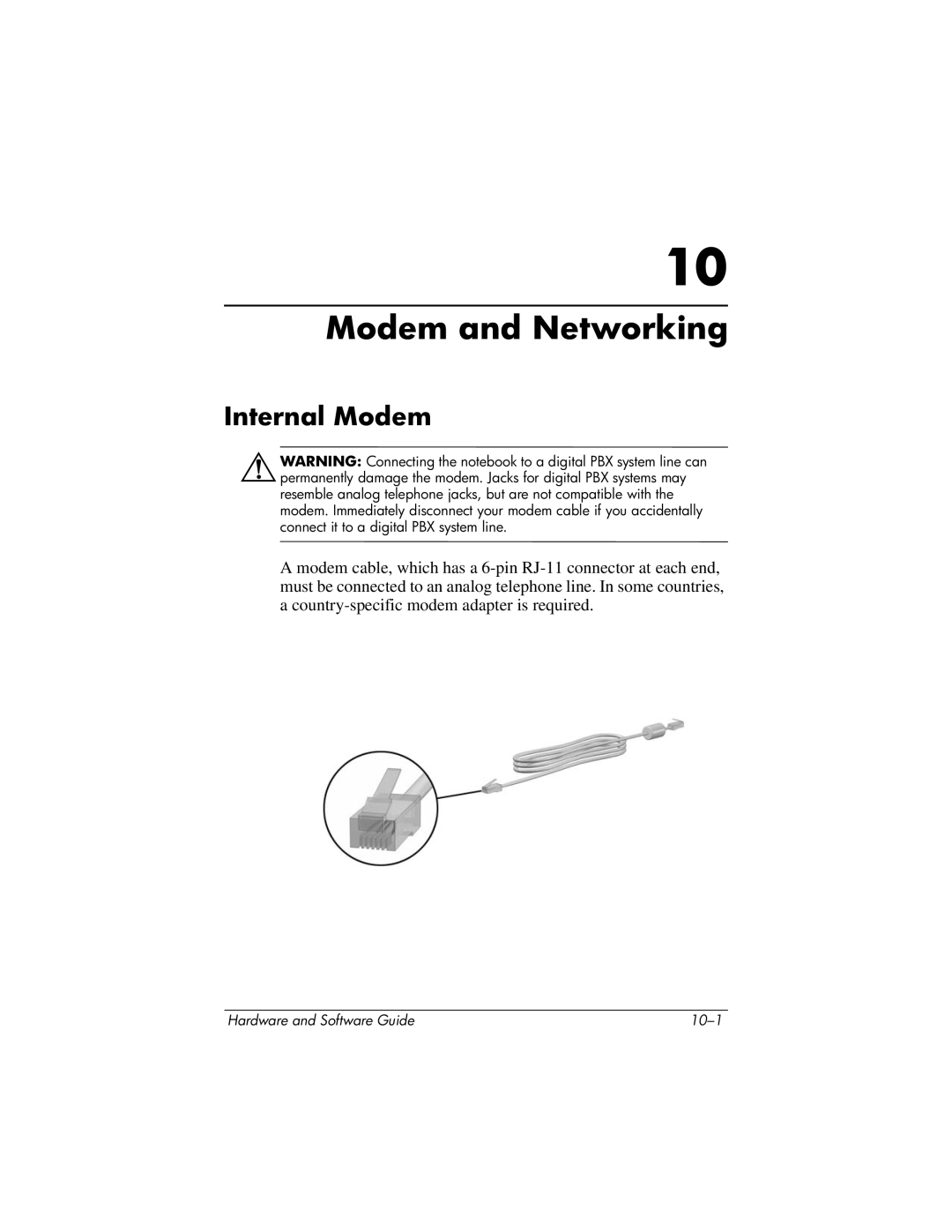 HP 375424-001 manual Modem and Networking, Internal Modem 