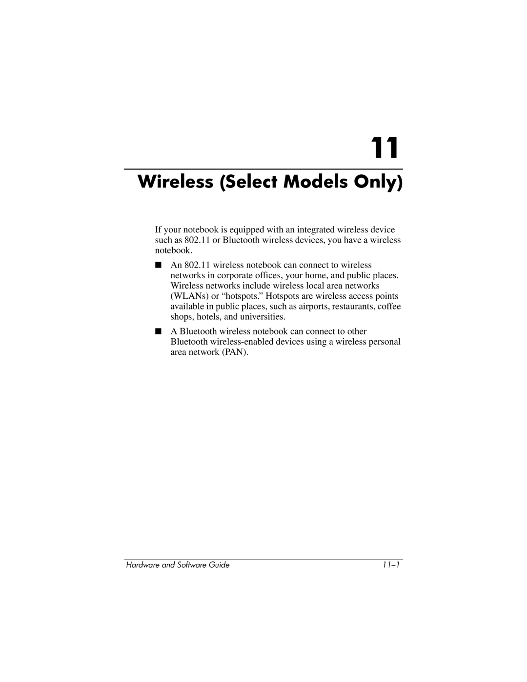 HP 375424-001 manual Wireless Select Models Only 