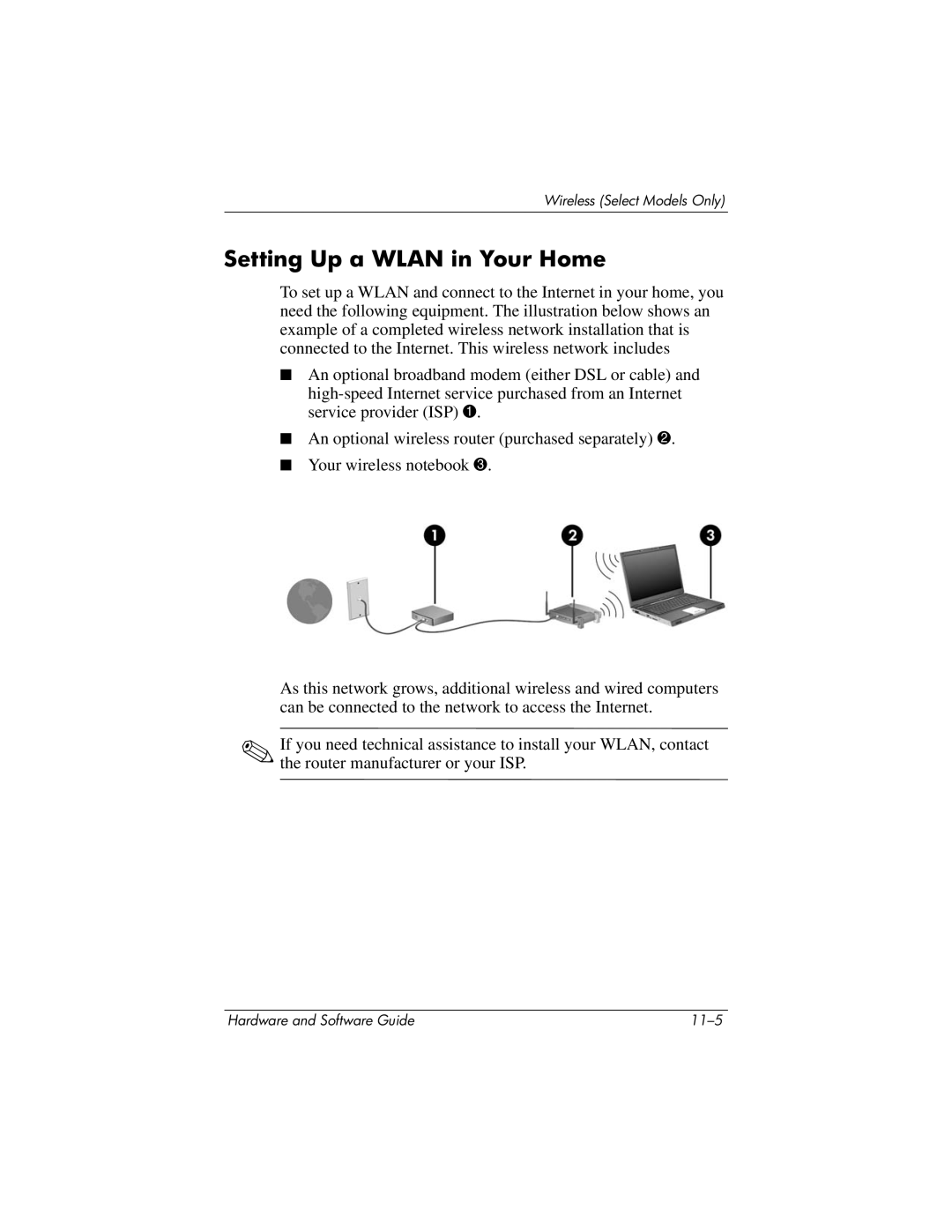 HP 375424-001 manual Setting Up a Wlan in Your Home 