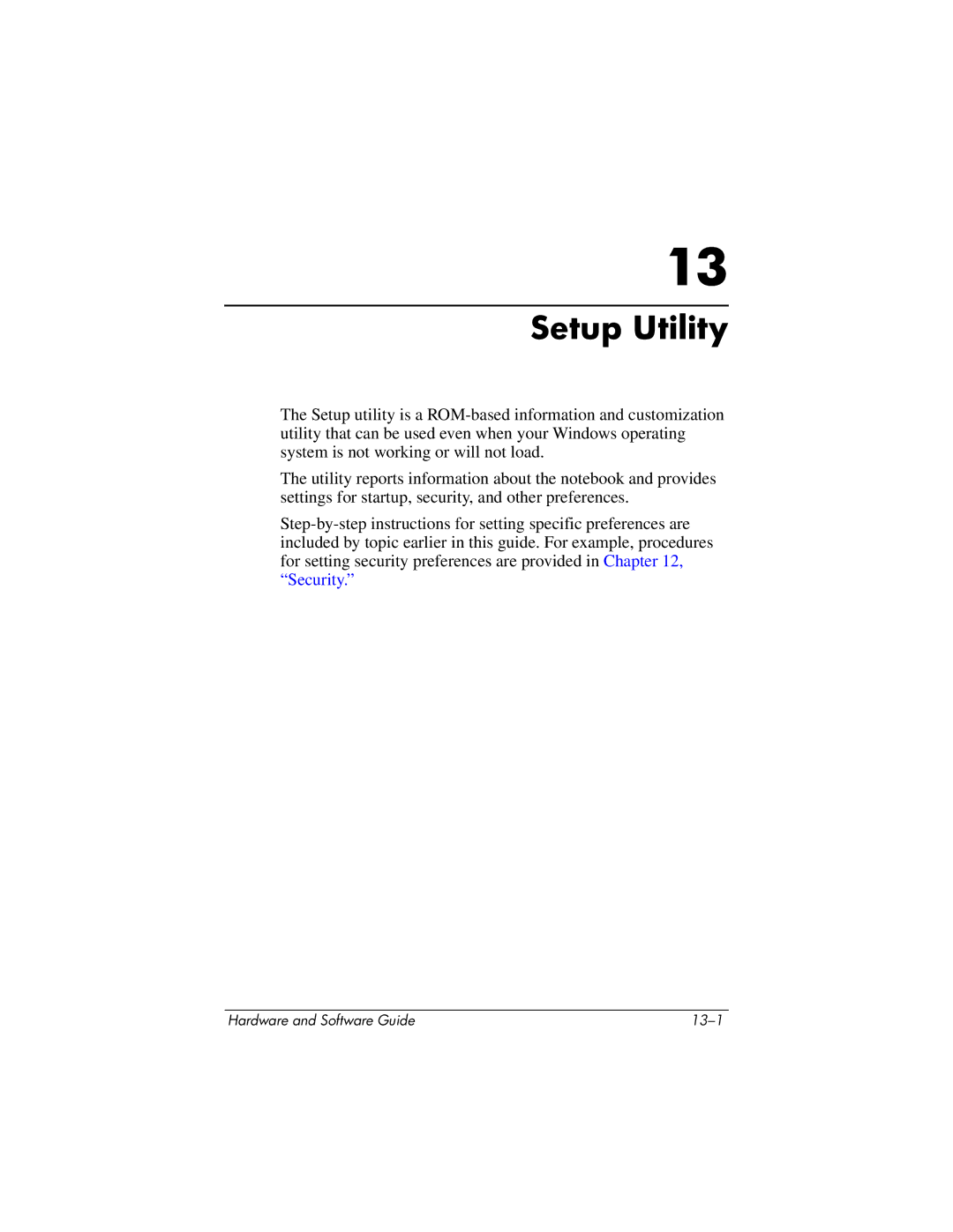 HP 375424-001 manual Setup Utility 