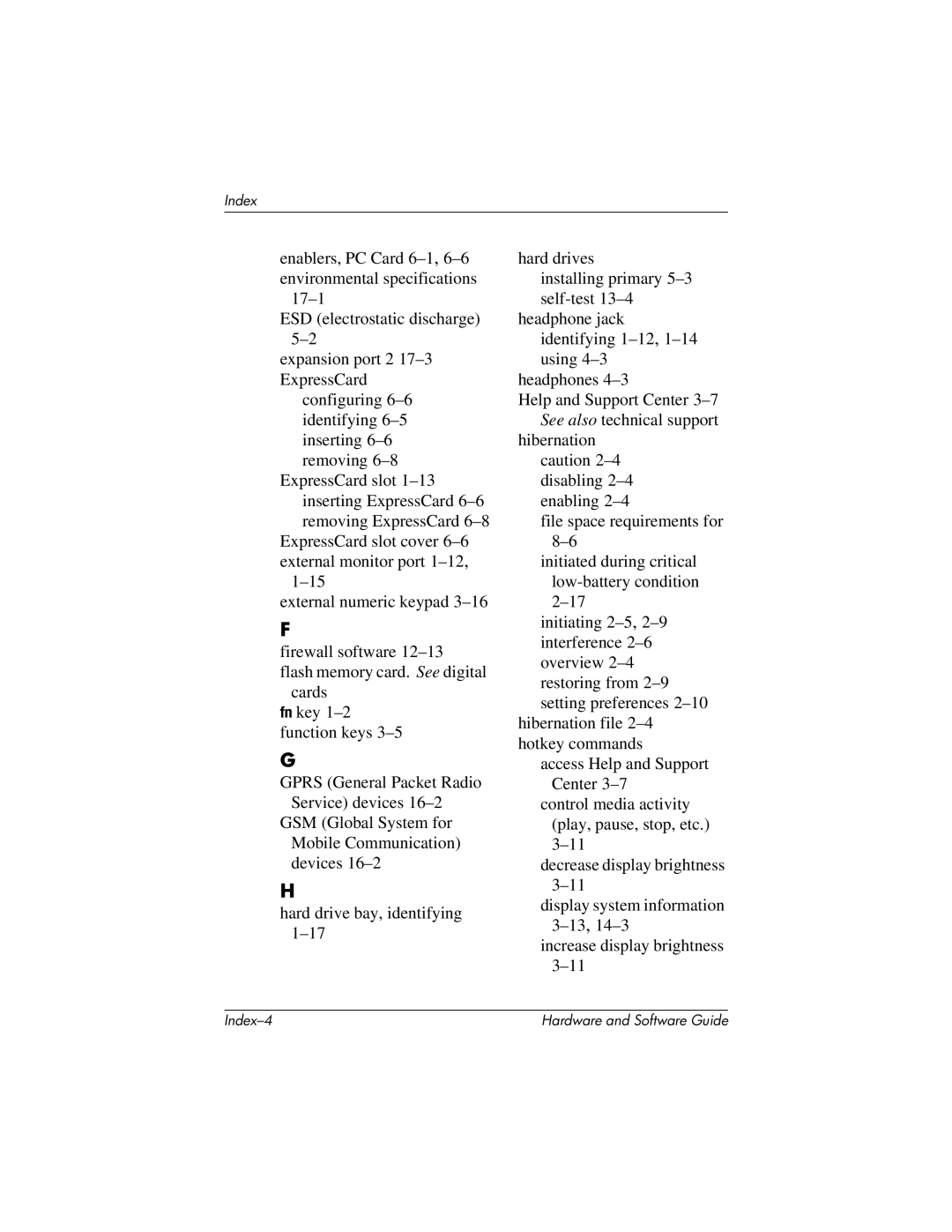 HP 375424-001 manual Index-4 