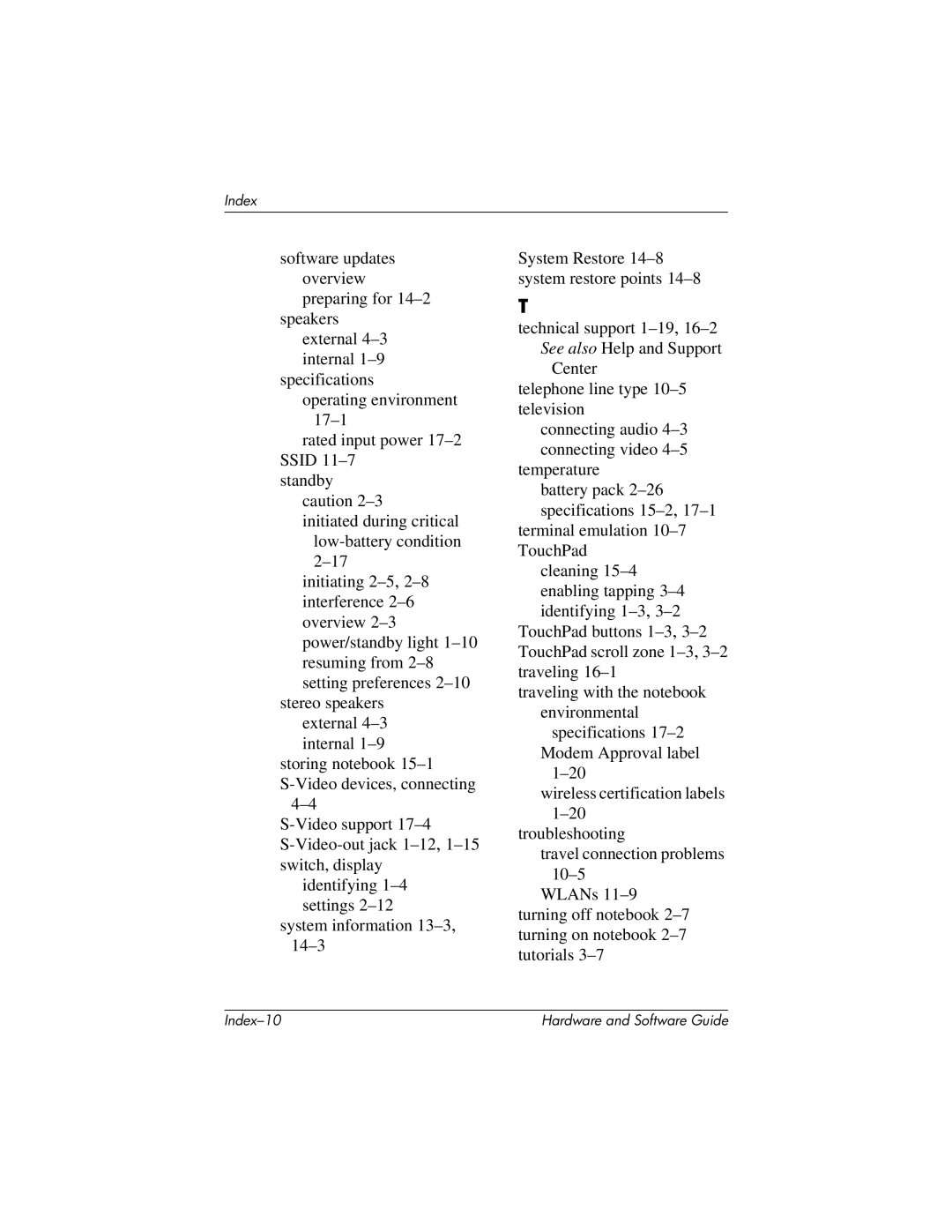 HP 375424-001 manual Index-10 