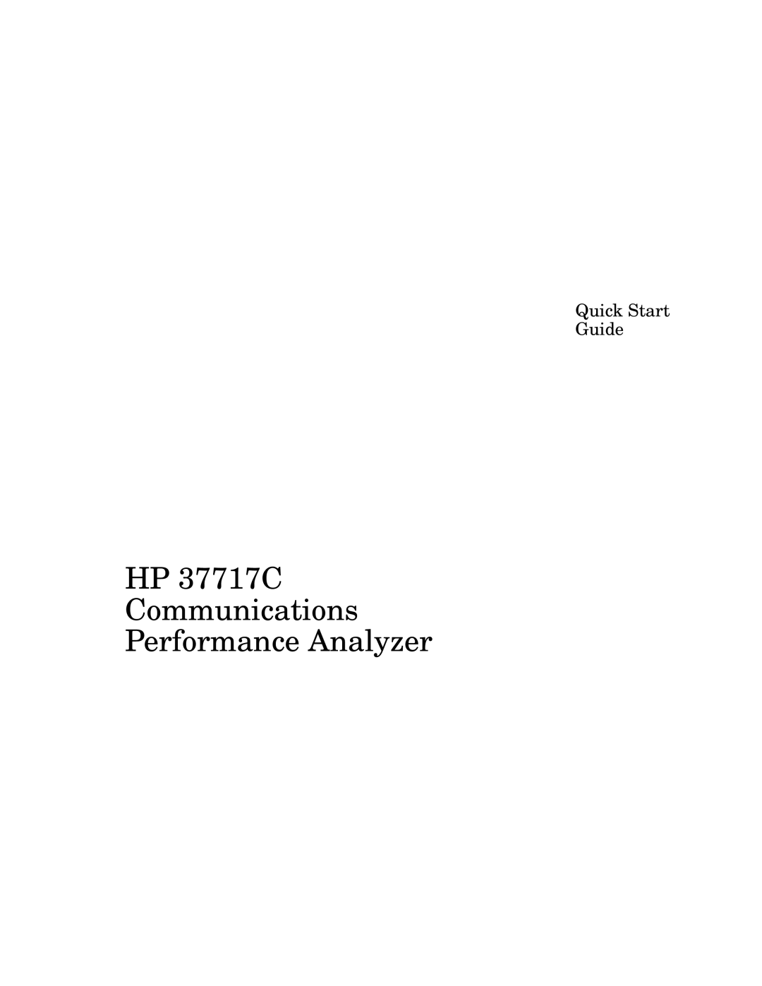 HP manual HP 37717C Communications Performance Analyzer 