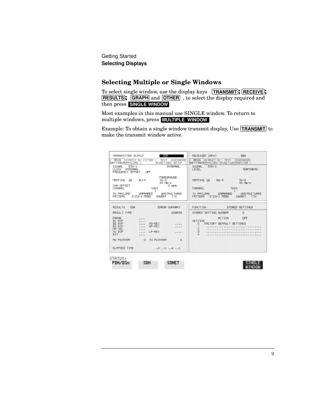 HP 37717C manual Selecting Multiple or Single Windows, Graph and Other , to select the display required, Then press 