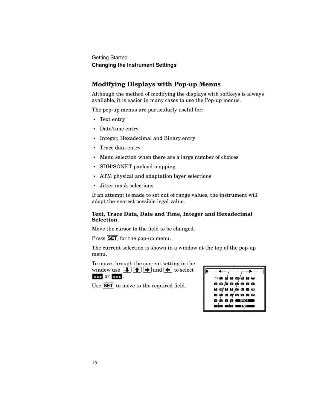 HP 37717C manual Modifying Displays with Pop-up Menus 