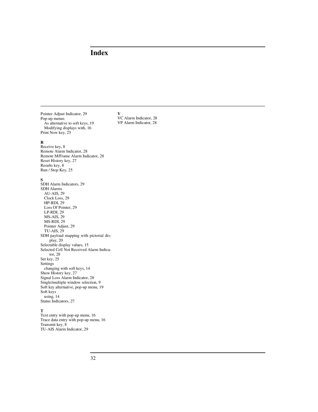 HP 37717C manual Pointer Adjust Indicator, 29 Pop-up menus 