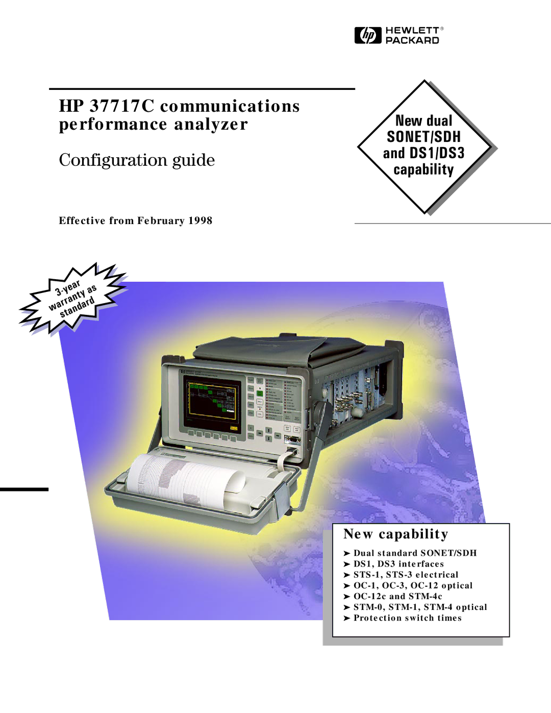 HP manual HP 37717C communications performance analyzer, Effective from February 