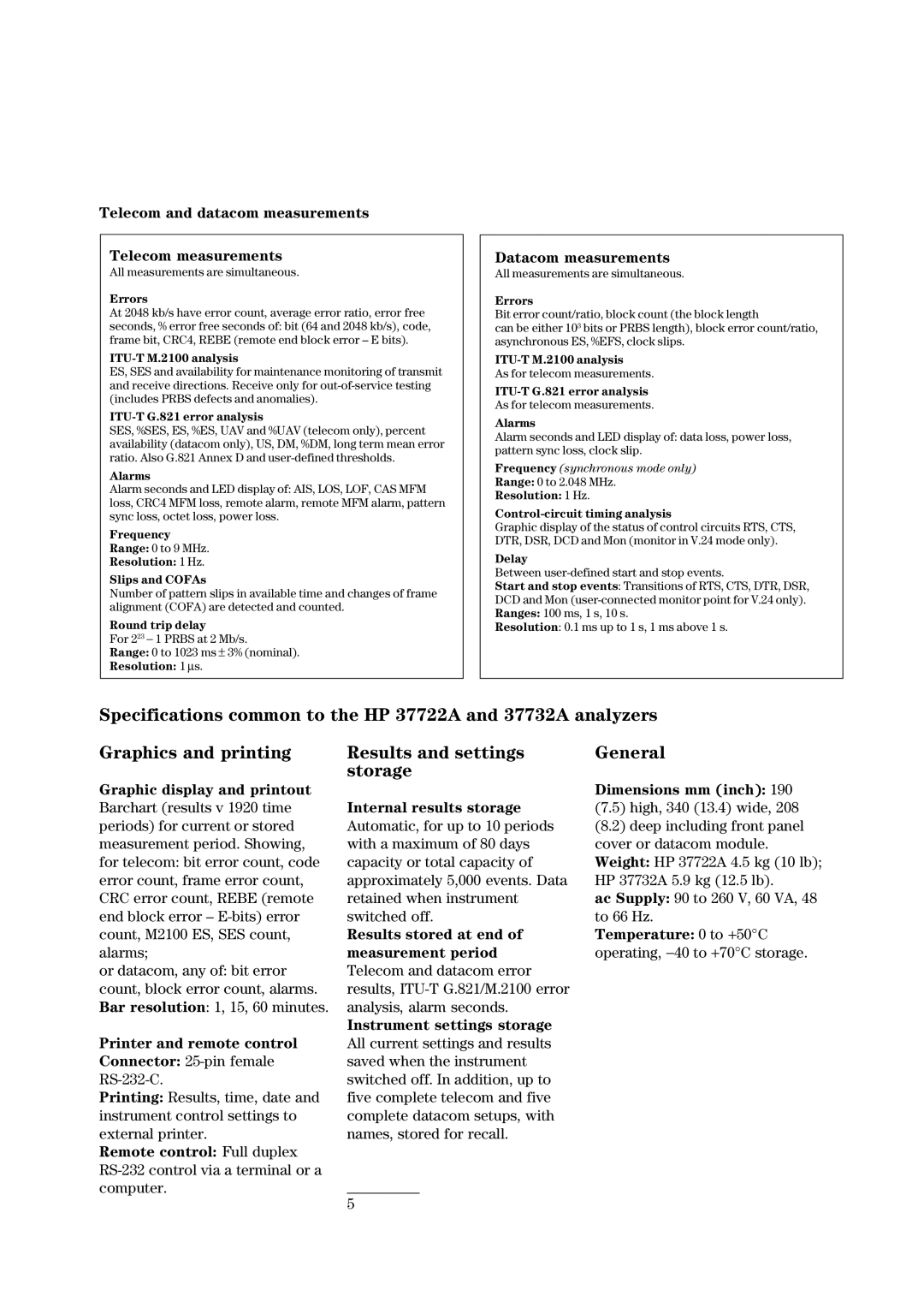 HP 37722A, 37732A manual Results and settings storage, General 