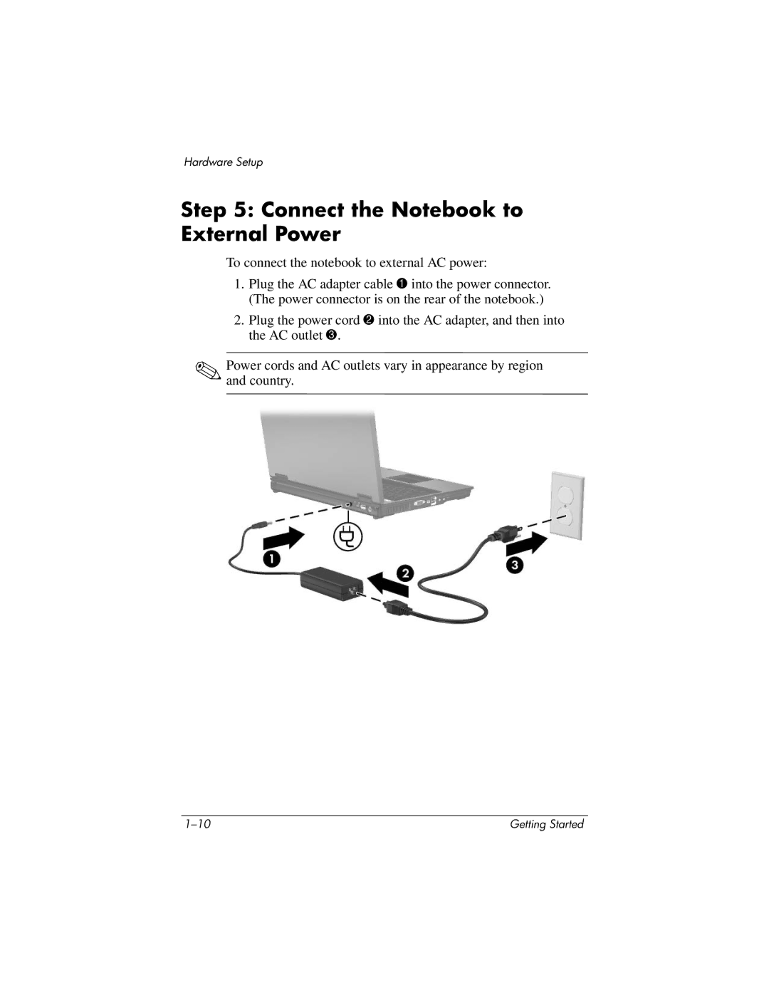 HP 377703-001 manual Connect the Notebook to External Power 