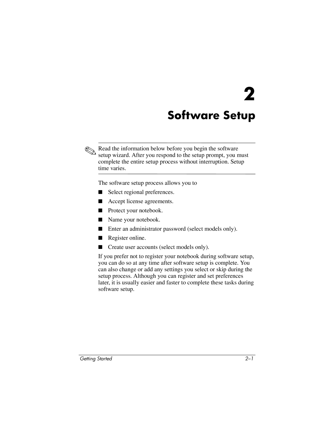 HP 377703-001 manual Software Setup 