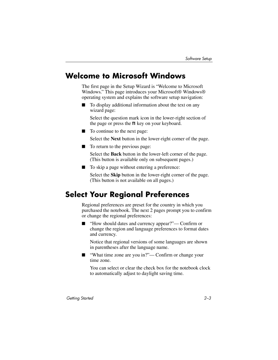 HP 377703-001 manual Welcome to Microsoft Windows, Select Your Regional Preferences 