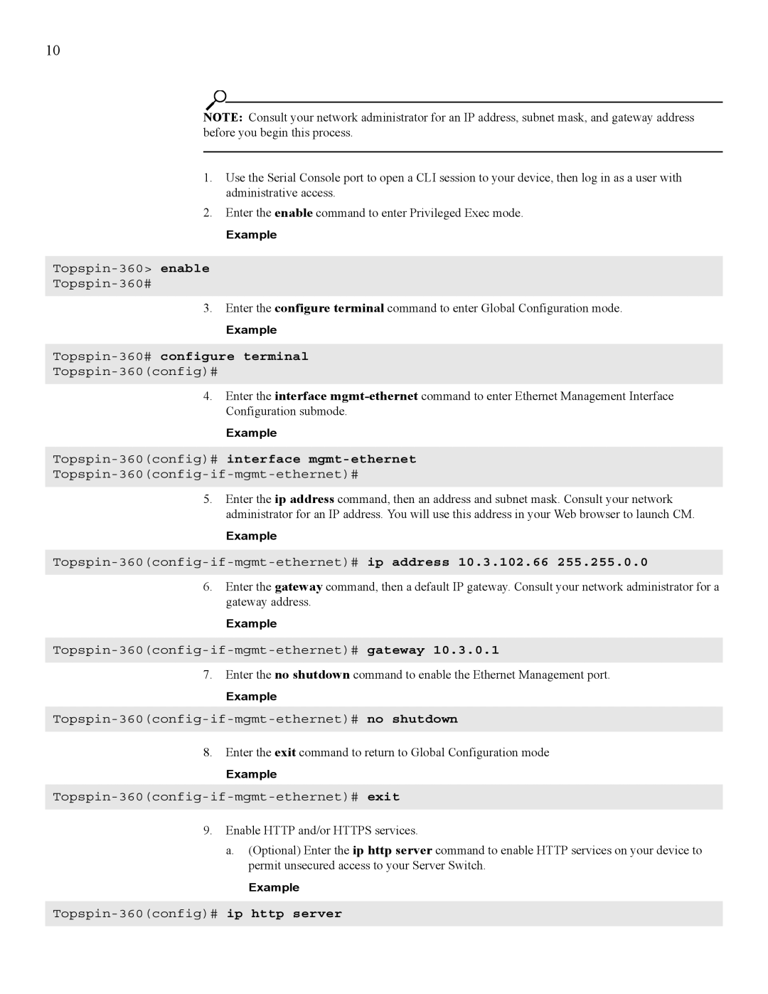 HP 377707-002 manual Topspin-360#configure terminal 