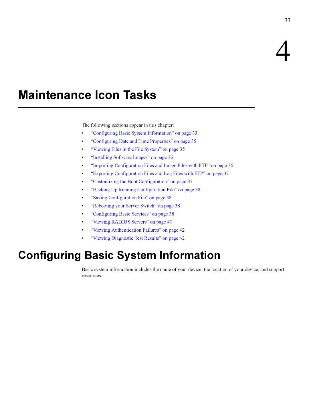 HP 377707-002 manual Maintenance Icon Tasks, Configuring Basic System Information 