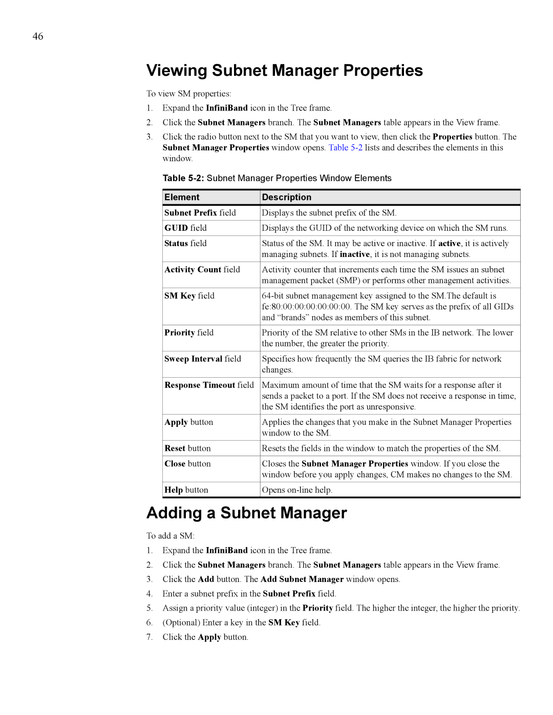 HP 377707-002 manual Viewing Subnet Manager Properties, Adding a Subnet Manager 