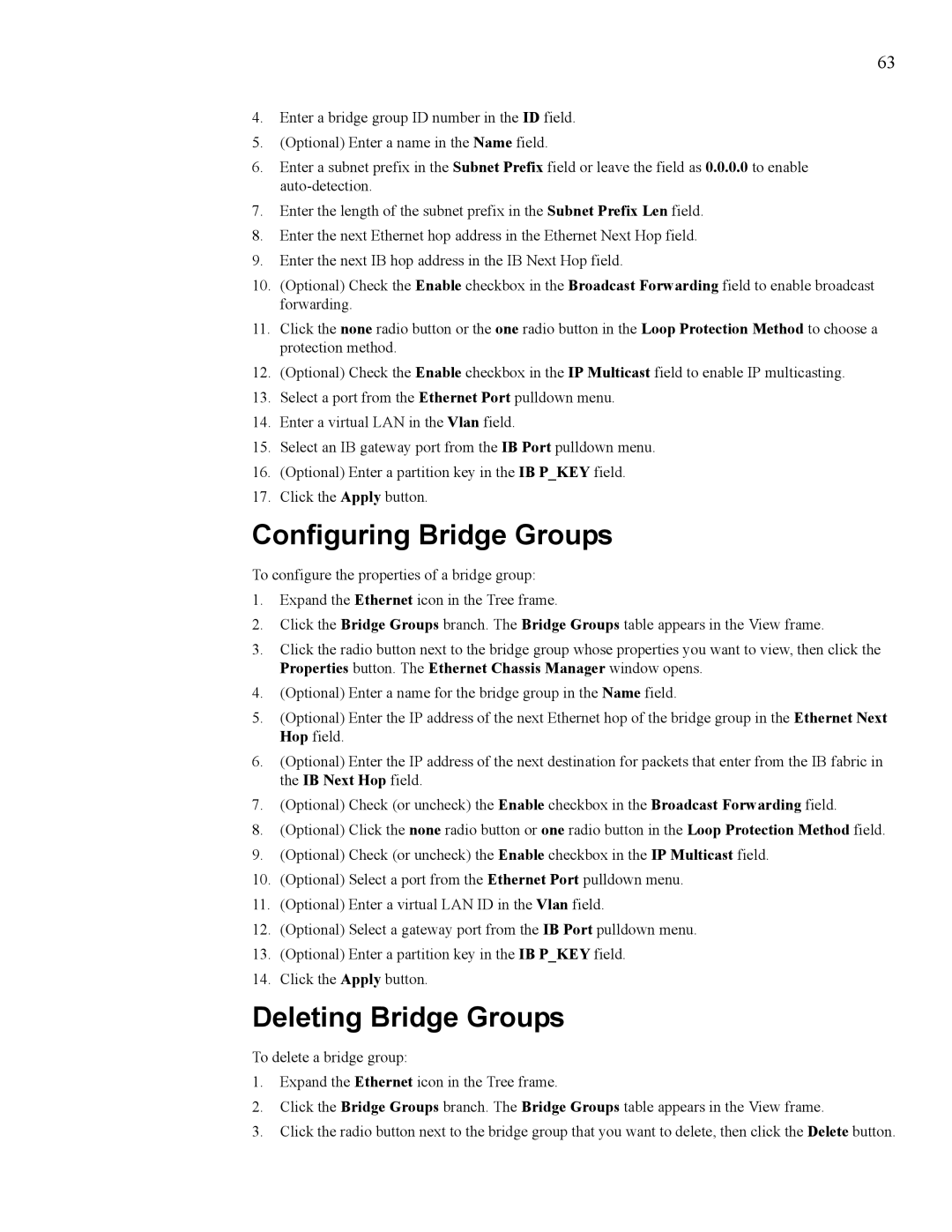 HP 377707-002 manual Configuring Bridge Groups, Deleting Bridge Groups 