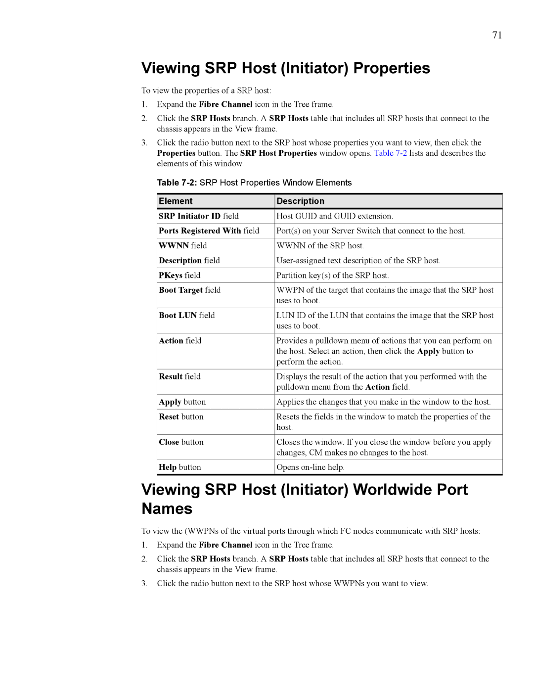 HP 377707-002 manual Viewing SRP Host Initiator Properties, Viewing SRP Host Initiator Worldwide Port Names 