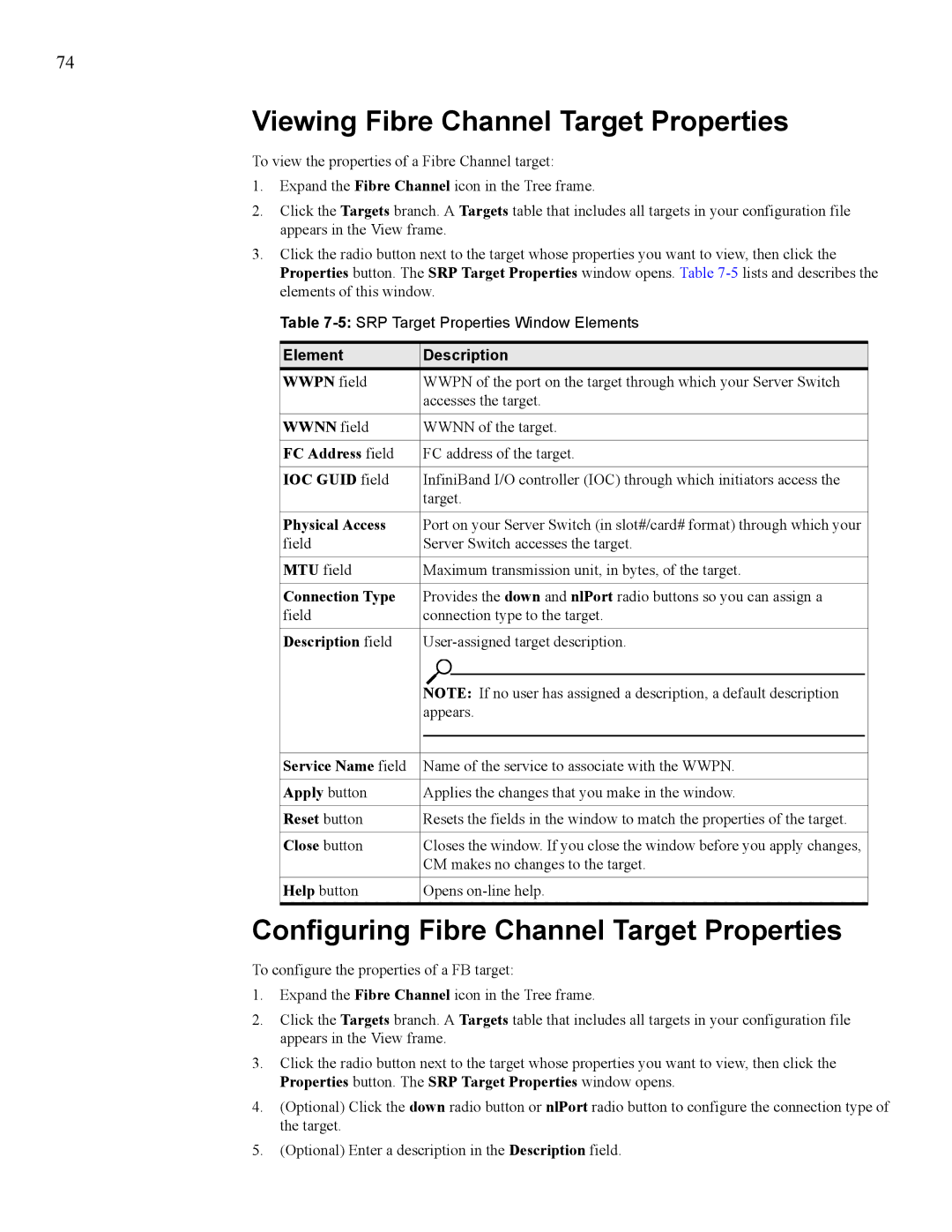 HP 377707-002 manual Viewing Fibre Channel Target Properties, Configuring Fibre Channel Target Properties, FC Address field 