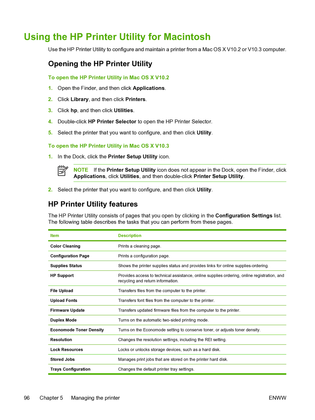 HP 3800 manual Using the HP Printer Utility for Macintosh, Opening the HP Printer Utility, HP Printer Utility features 