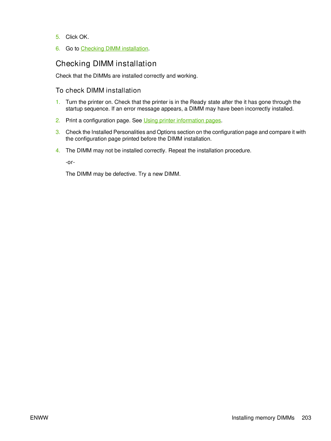HP 3800 manual Checking Dimm installation, To check Dimm installation 