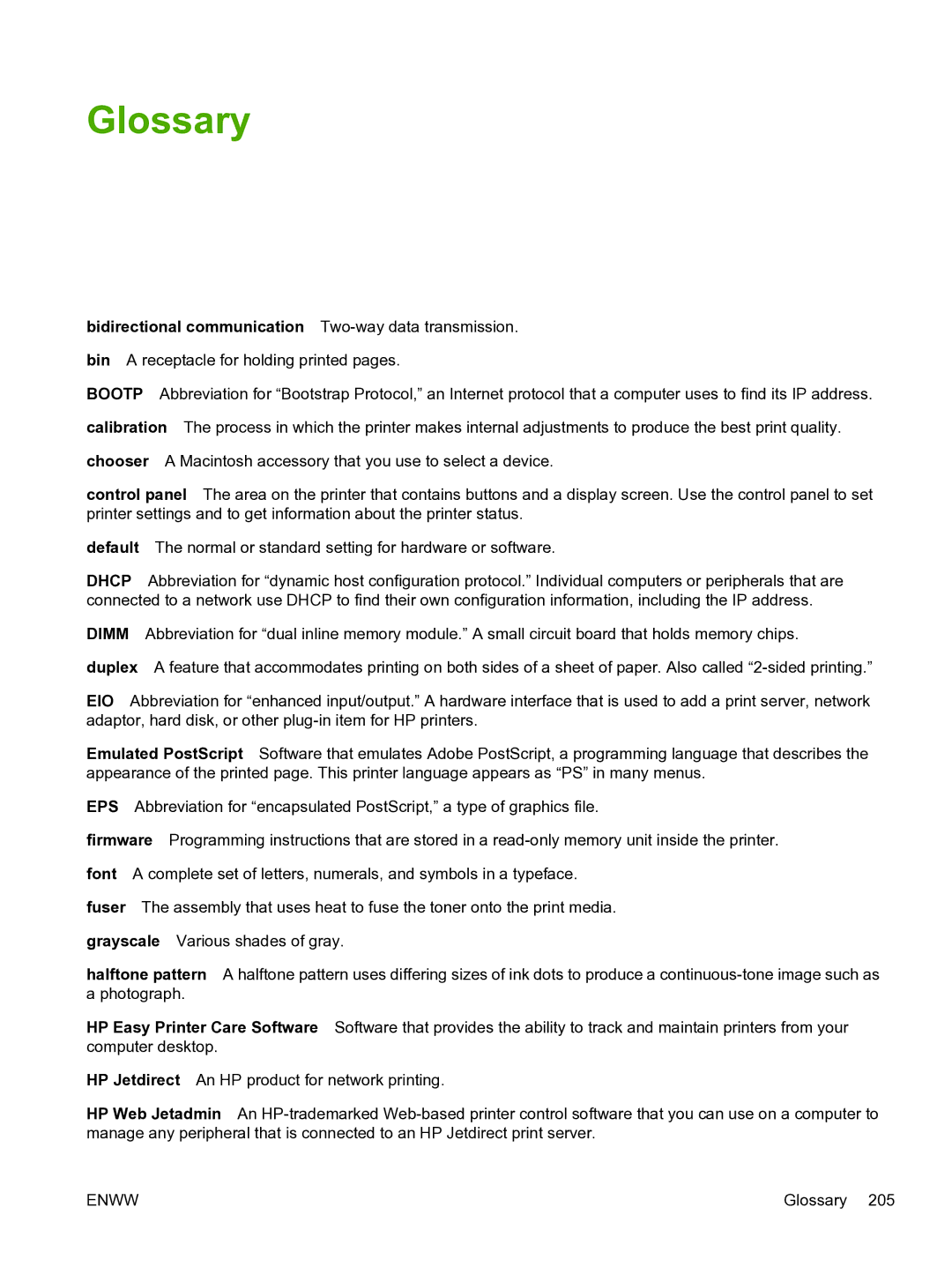 HP 3800 manual Glossary, Bidirectional communication Two-way data transmission 