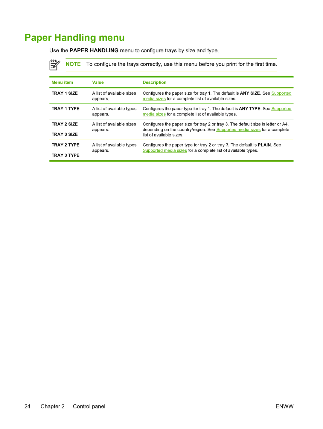 HP 3800 manual Paper Handling menu 