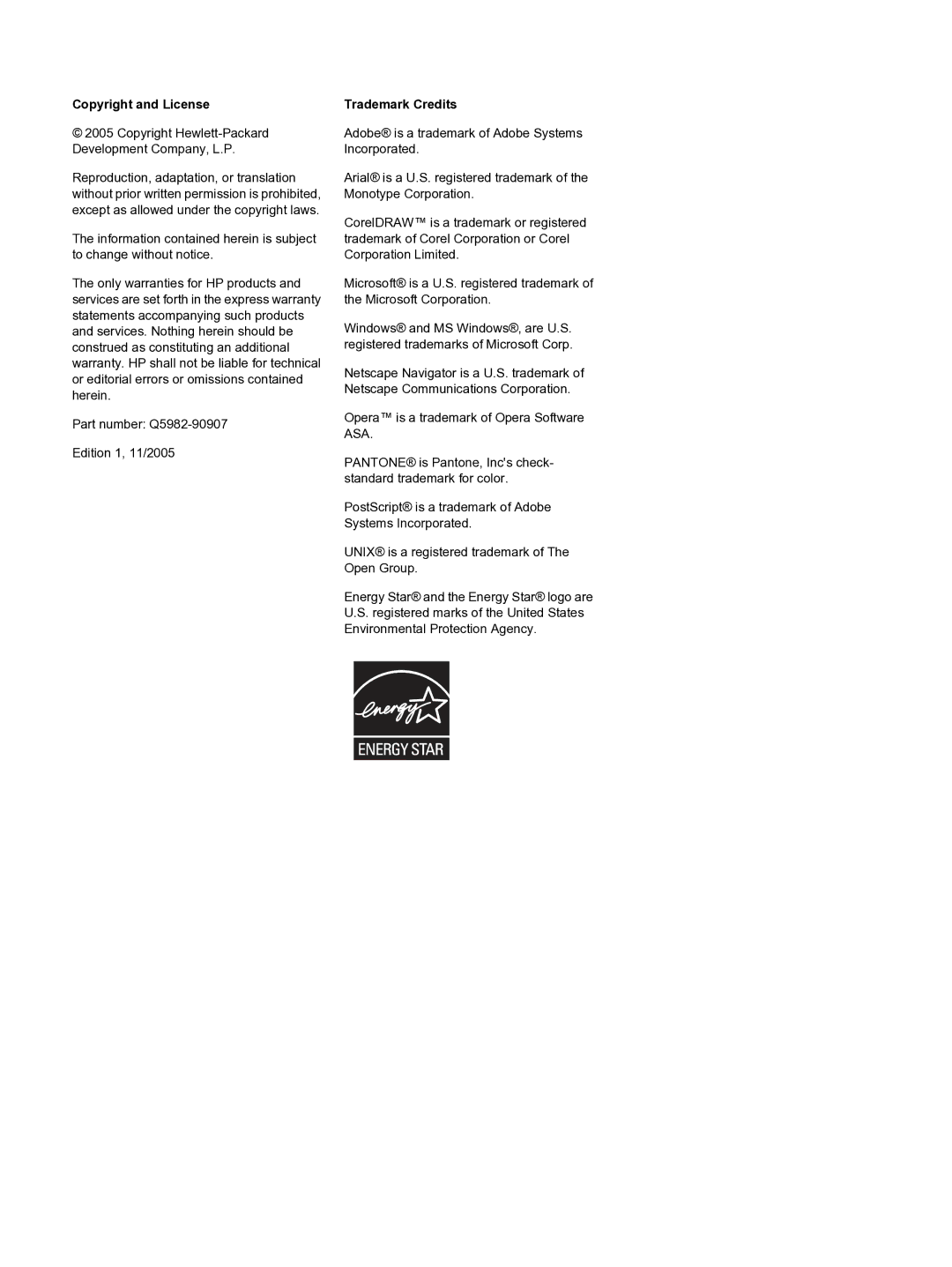 HP 3800 manual Copyright and License, Trademark Credits 