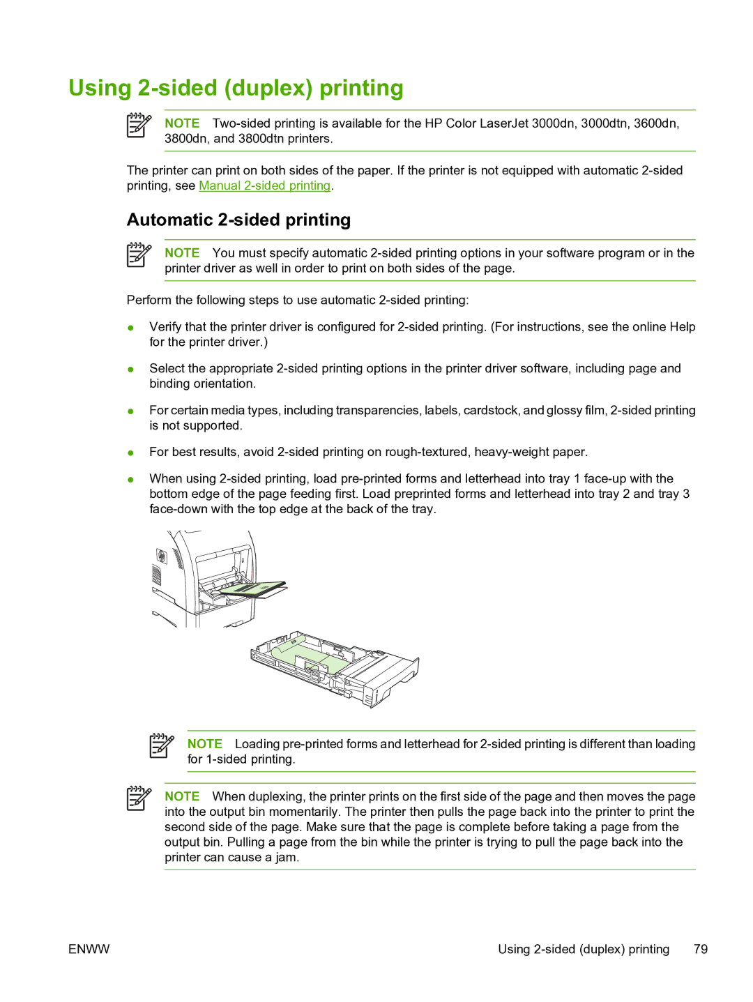 HP 3800 manual Using 2-sided duplex printing, Automatic 2-sided printing 