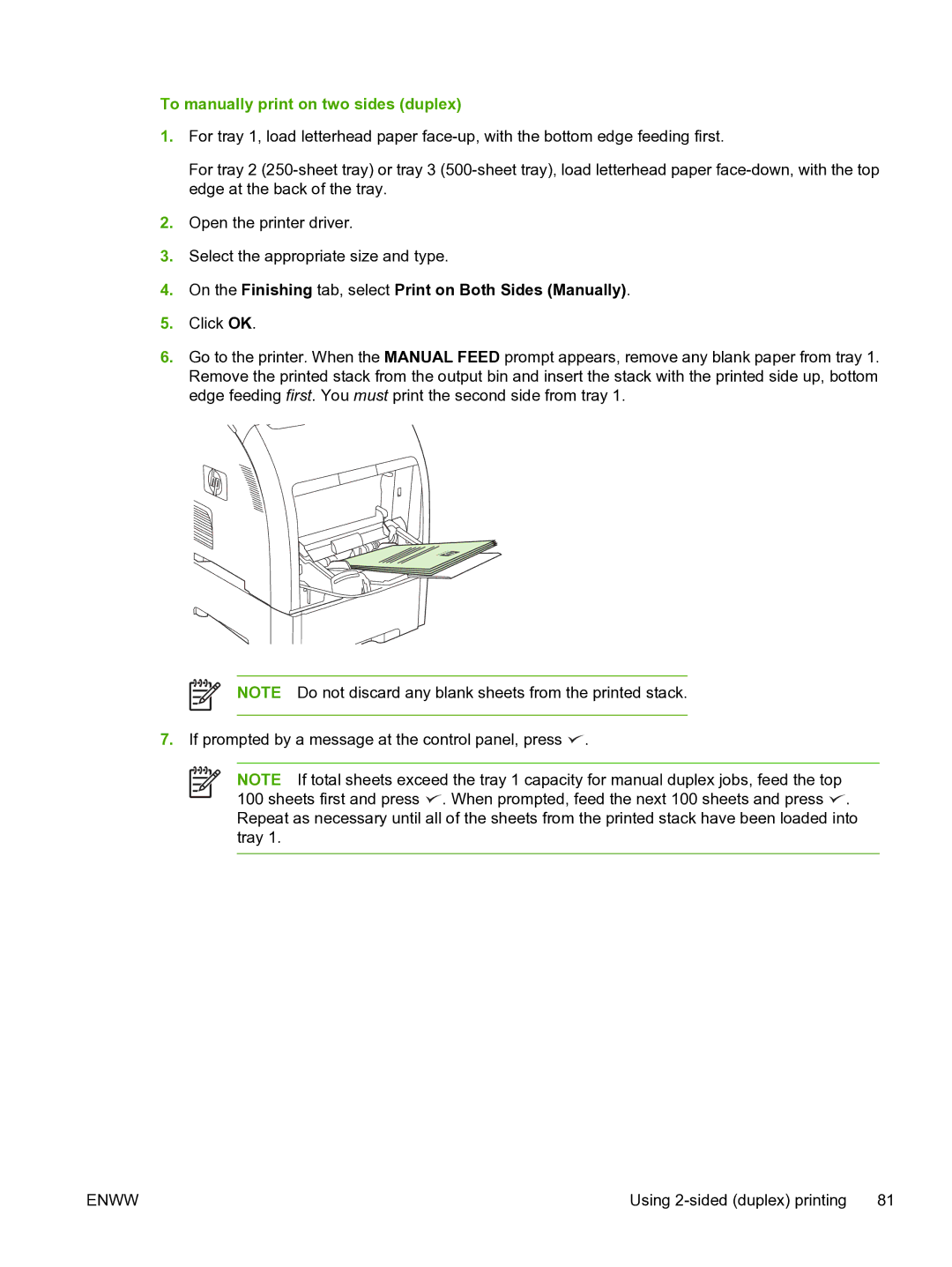 HP 3800 To manually print on two sides duplex, On the Finishing tab, select Print on Both Sides Manually 