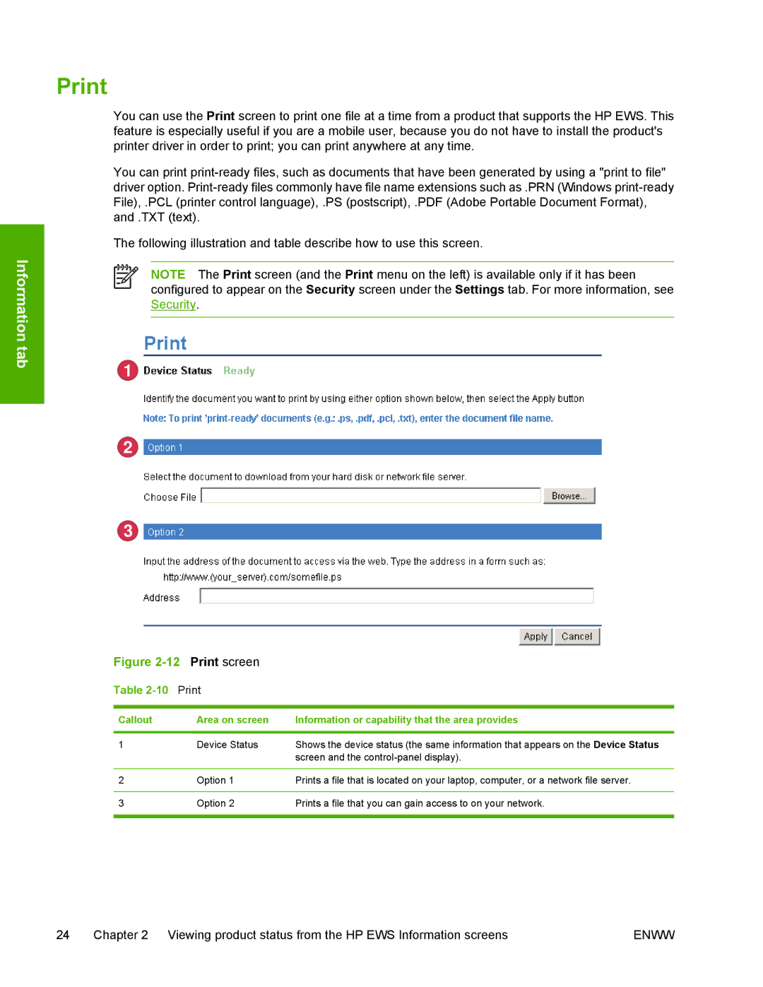 HP 3800 manual Print screen 