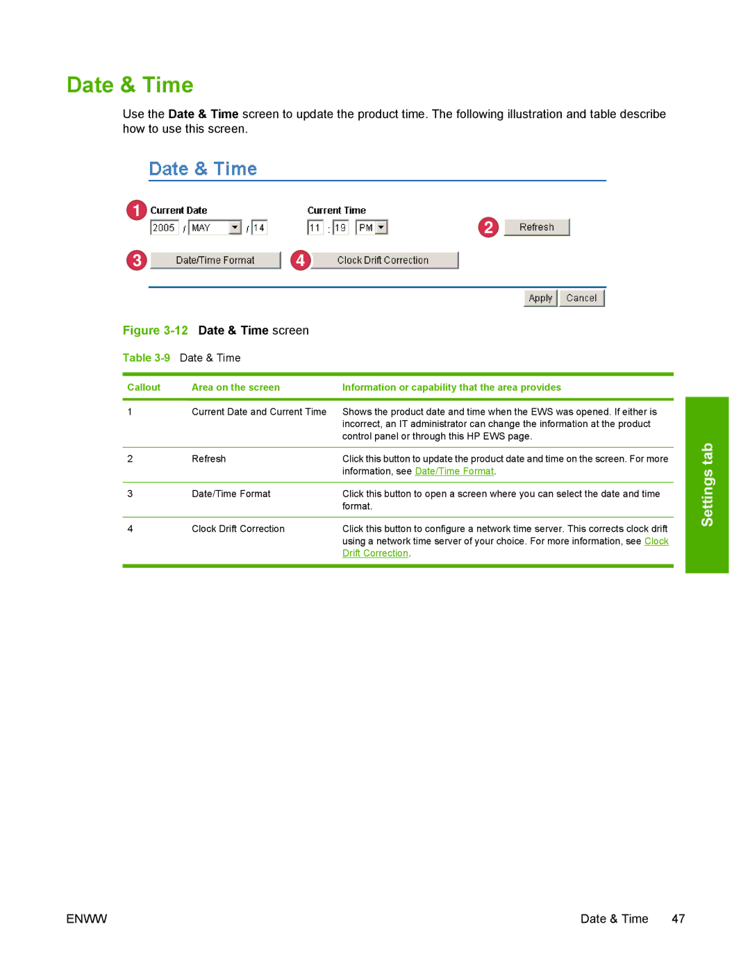 HP 3800 manual 9Date & Time 