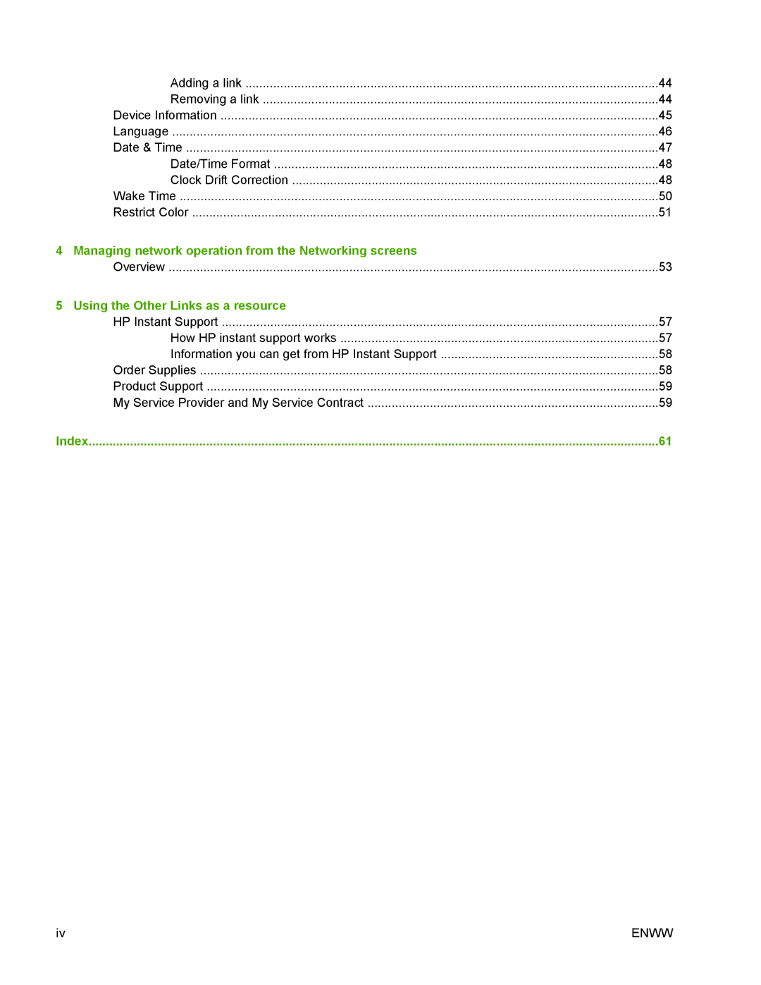 HP 3800 manual Managing network operation from the Networking screens 