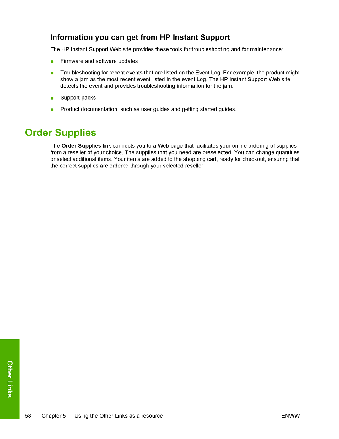 HP 3800 manual Order Supplies, Information you can get from HP Instant Support 