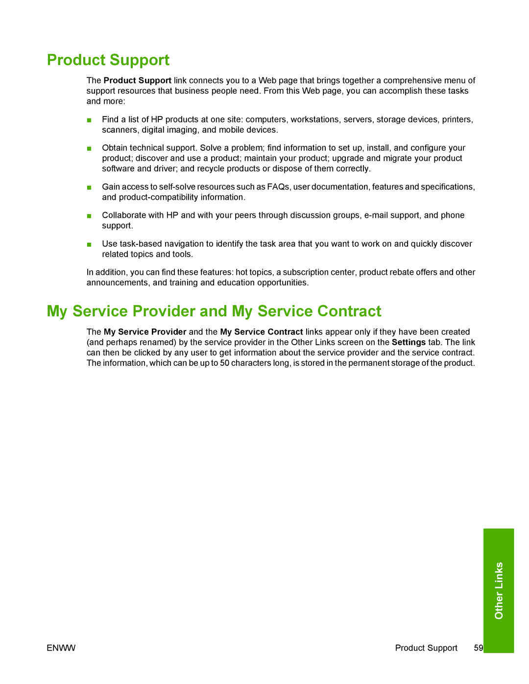 HP 3800 manual Product Support, My Service Provider and My Service Contract 