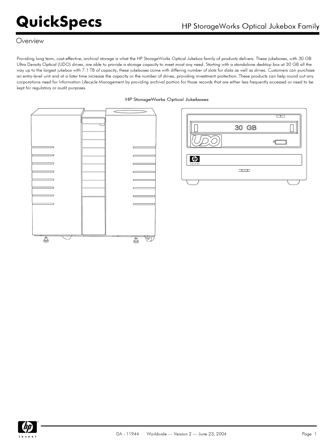 HP 7100ux, 3800ux manual Overview, HP StorageWorks Optical Jukeboxes 