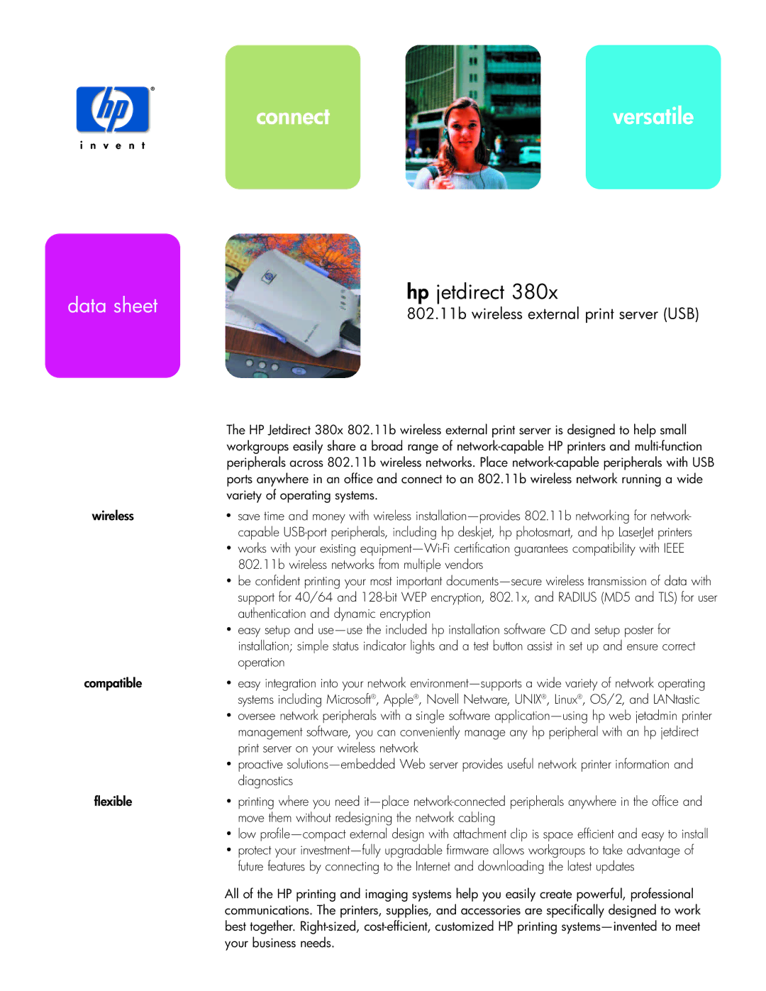 HP 380X manual Variety of operating systems, 802.11b wireless networks from multiple vendors, Operation, Diagnostics 