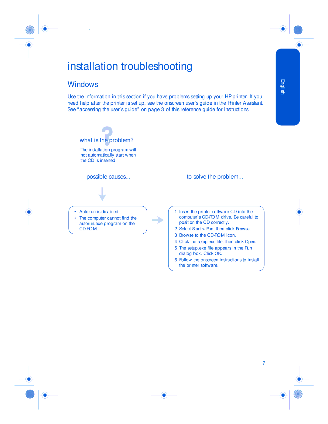 HP 3820 manual Installation troubleshooting, What is the problem?, Possible causes, To solve the problem 