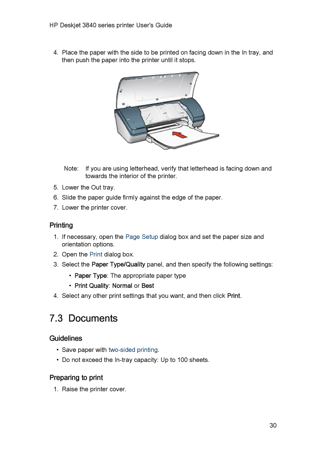 HP 3840 manual Documents, Print Quality Normal or Best 