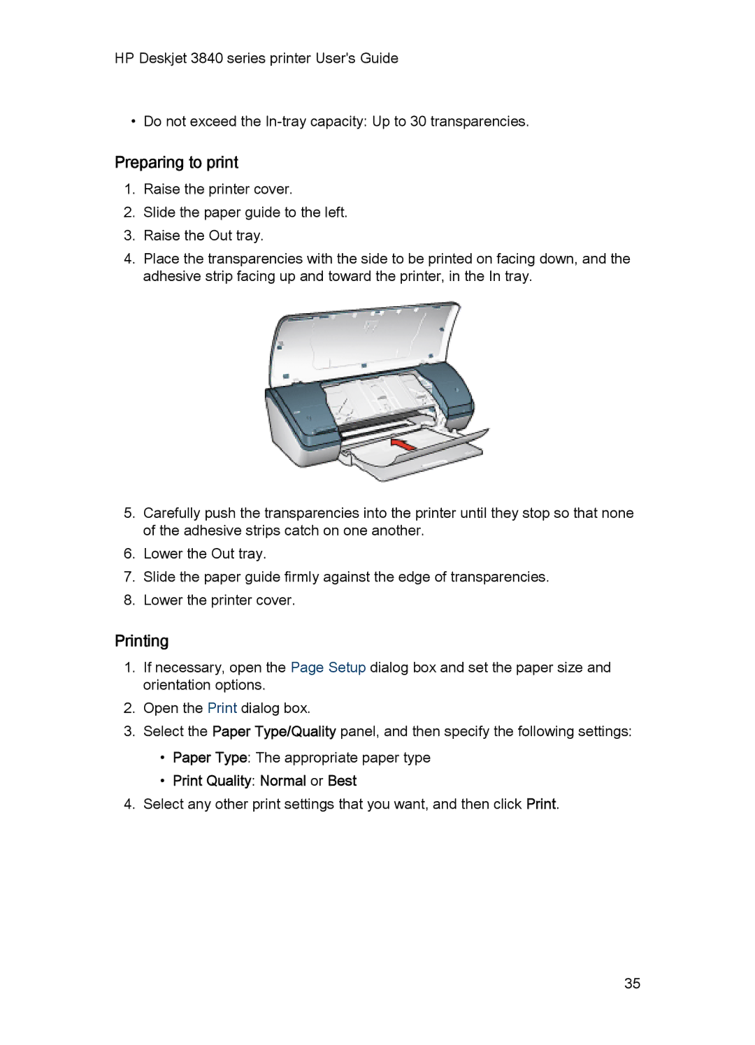 HP 3840 manual Print Quality Normal or Best 