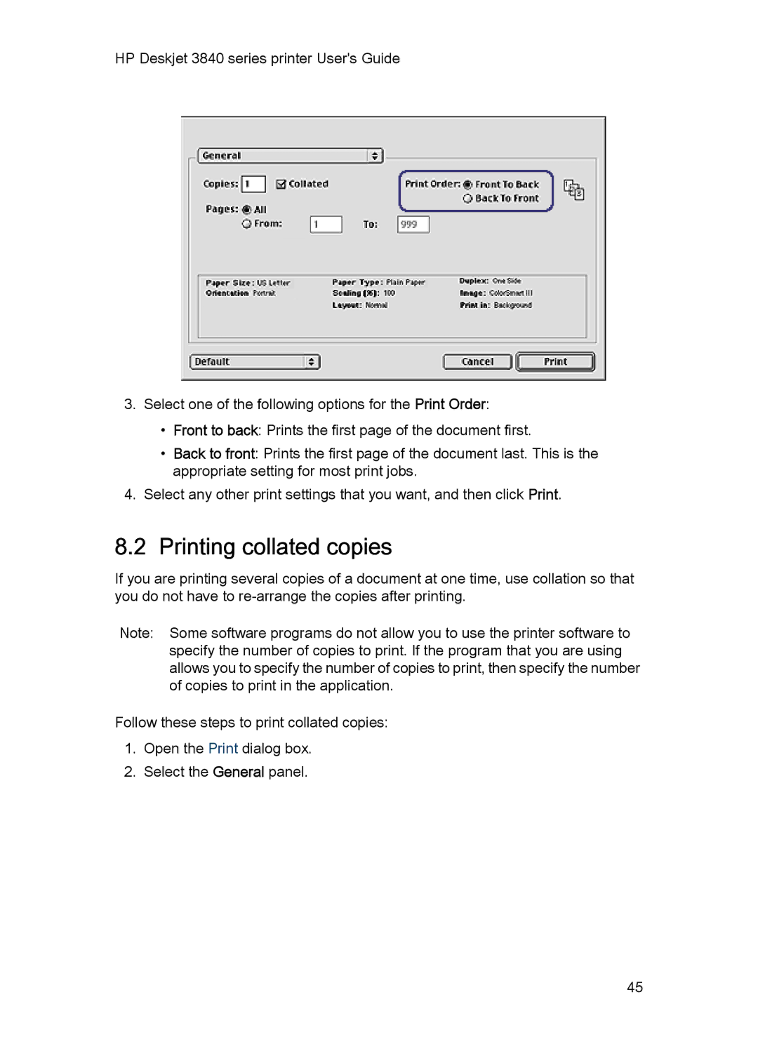 HP 3840 manual Printing collated copies 