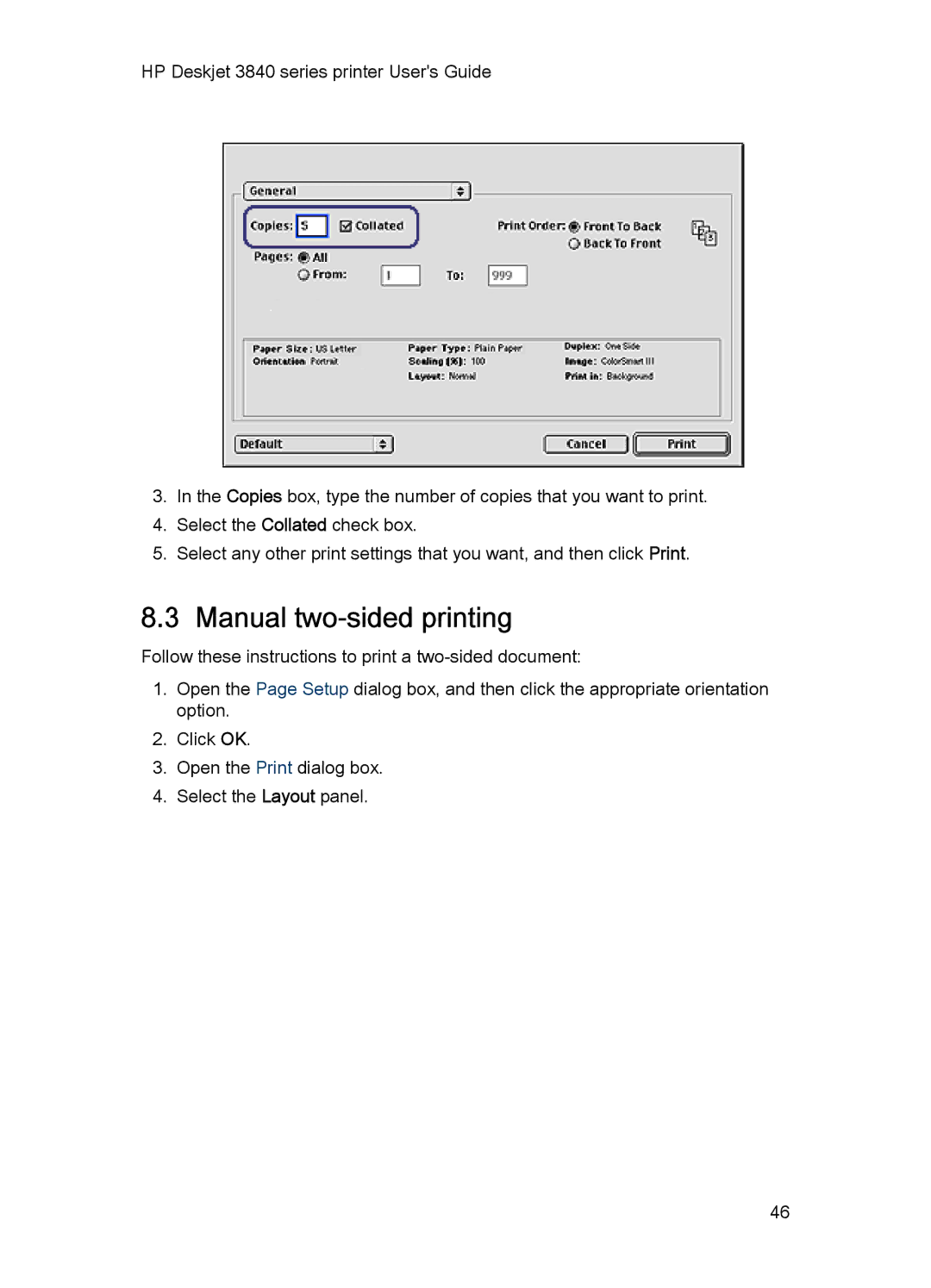 HP 3840 manual Manual two-sided printing 