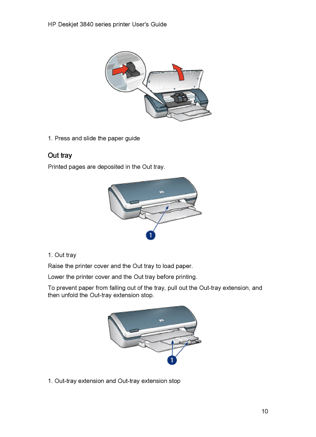 HP 3840 manual Out tray 