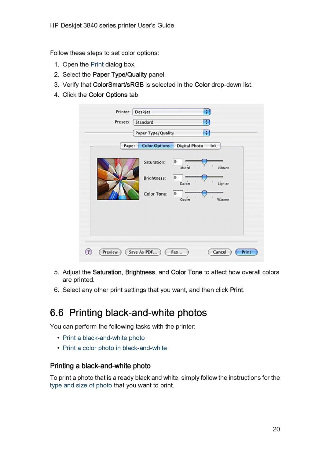 HP 3840 manual Printing black-and-white photos, Printing a black-and-white photo 