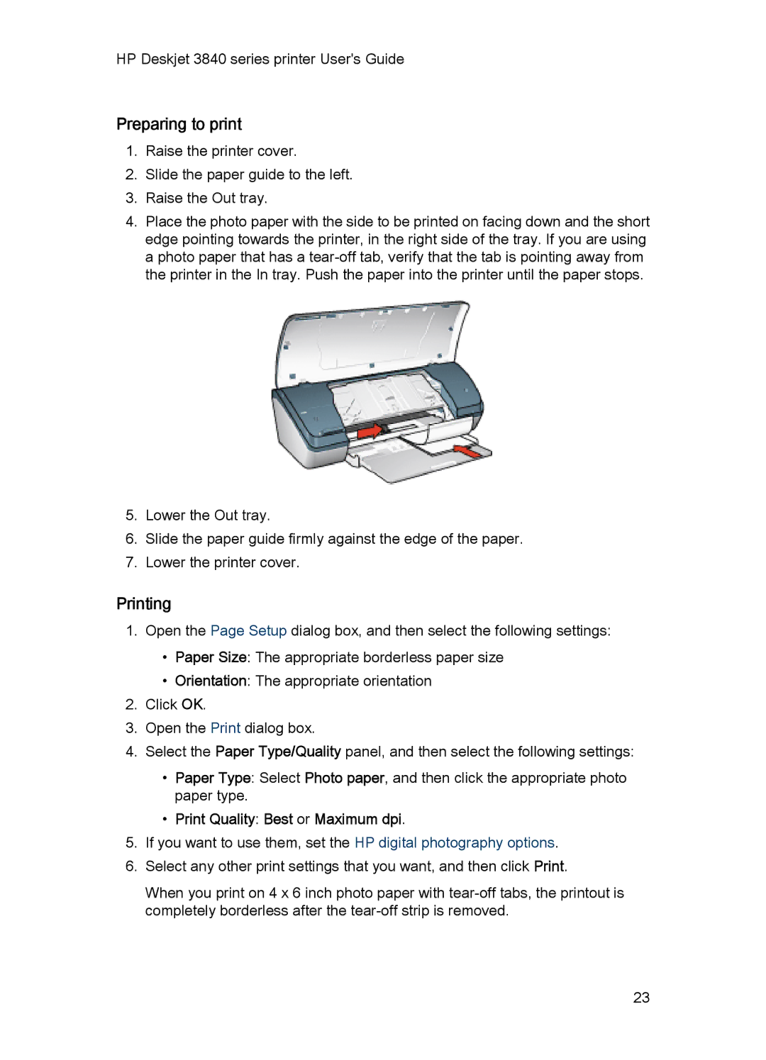 HP 3840 manual Preparing to print, Printing, Print Quality Best or Maximum dpi 