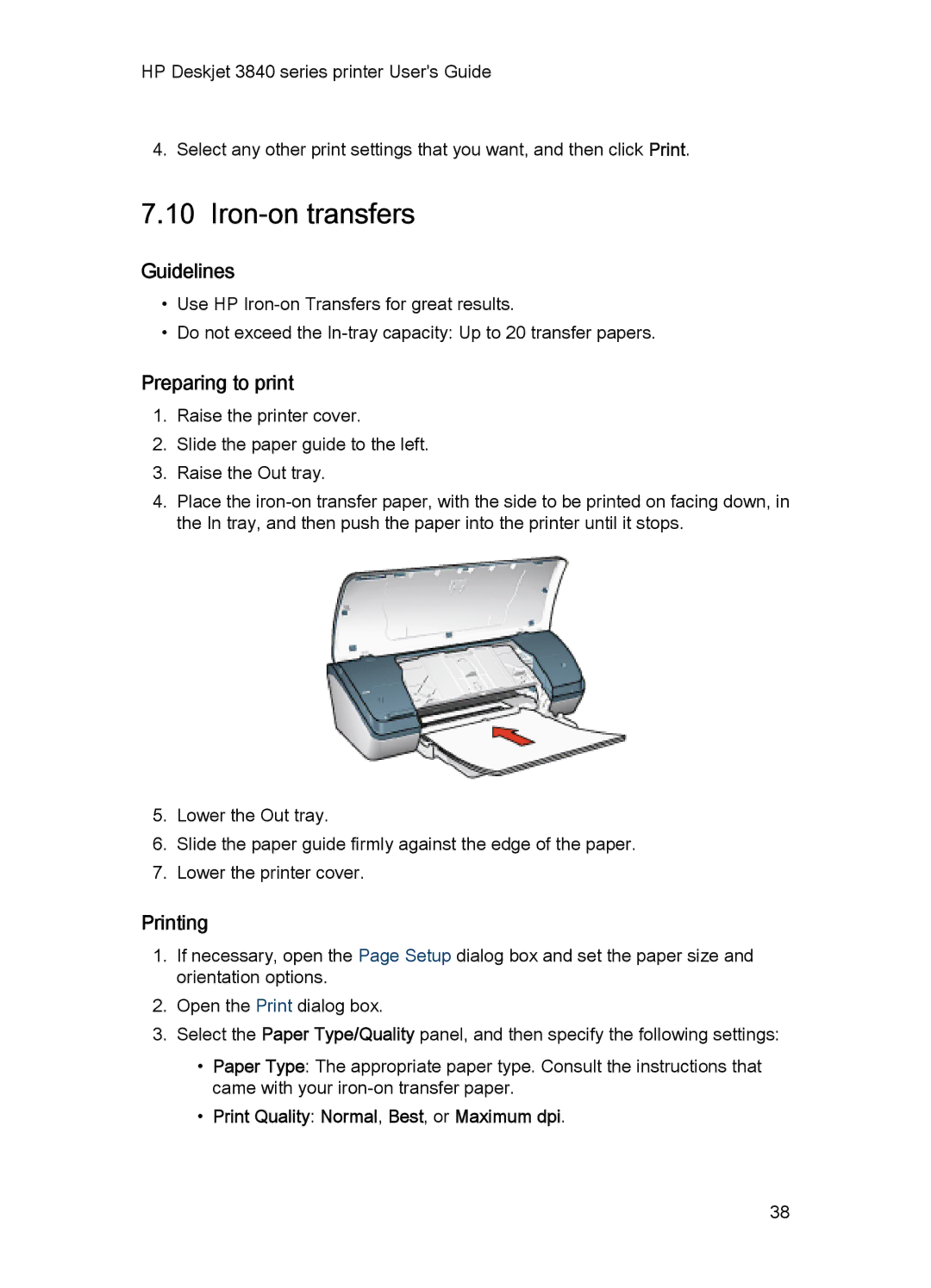 HP 3840 manual Iron-on transfers 