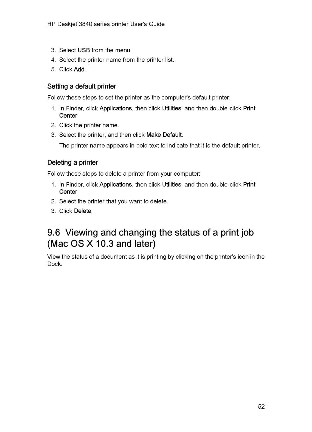 HP 3840 manual Setting a default printer 