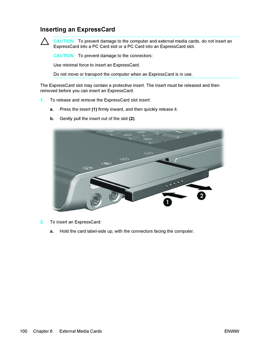 HP 397381-001 manual Inserting an ExpressCard 