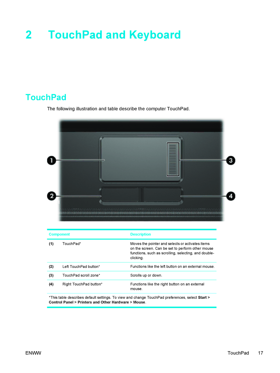 HP 397381-001 manual TouchPad and Keyboard 