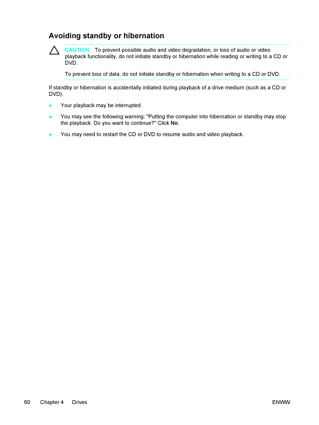 HP 397381-001 manual Avoiding standby or hibernation 